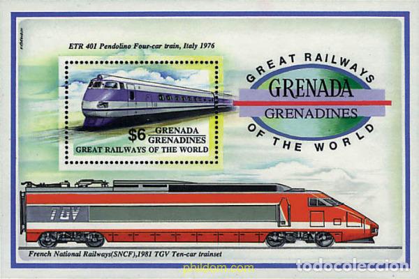 Sellos: 320190 MNH GRANADA GRANADINAS 1992 LOCOMOTORAS