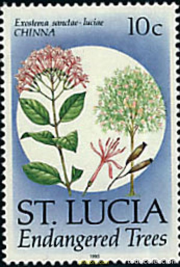Sellos: 1245 MNH SANTA LUCIA 1990 ESPECIES VEGETALES EN PELIGRO