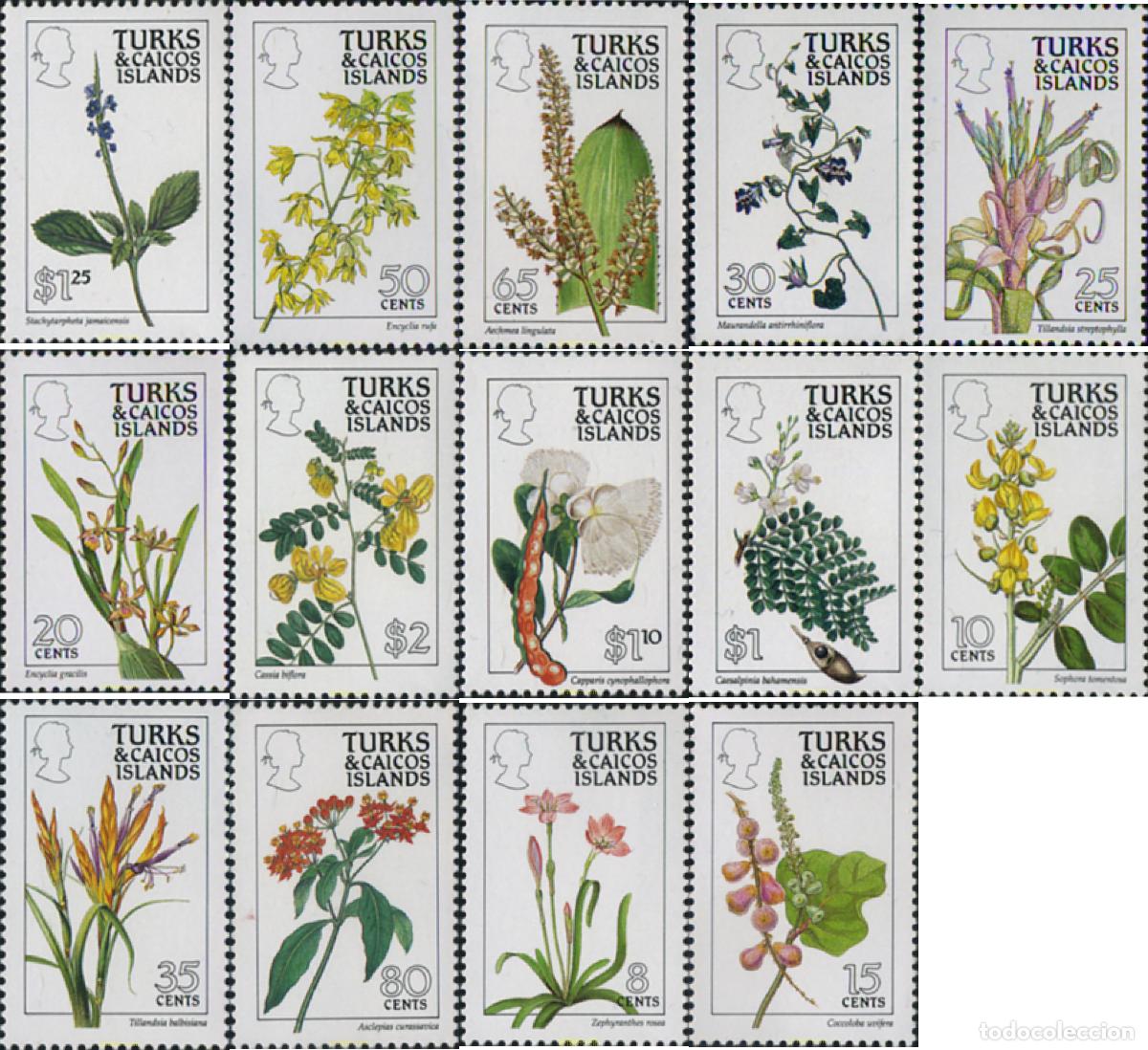 Sellos: 26031 MNH TURKS Y CAICOS 1990 FLORES