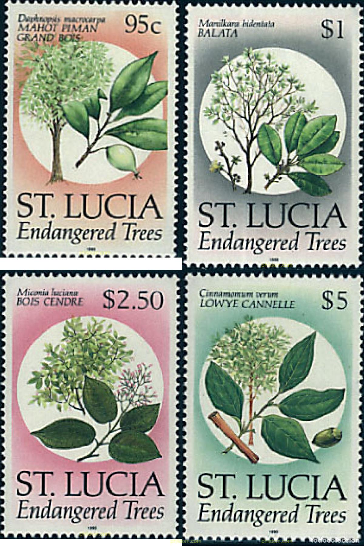 Timbres: 93274 MNH SANTA LUCIA 1990 ESPECIES VEGETALES EN PELIGRO