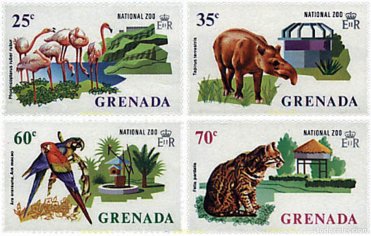 Sellos: 89845 MNH GRANADA 1973 PARQUE ZOOLOGICO NACIONAL