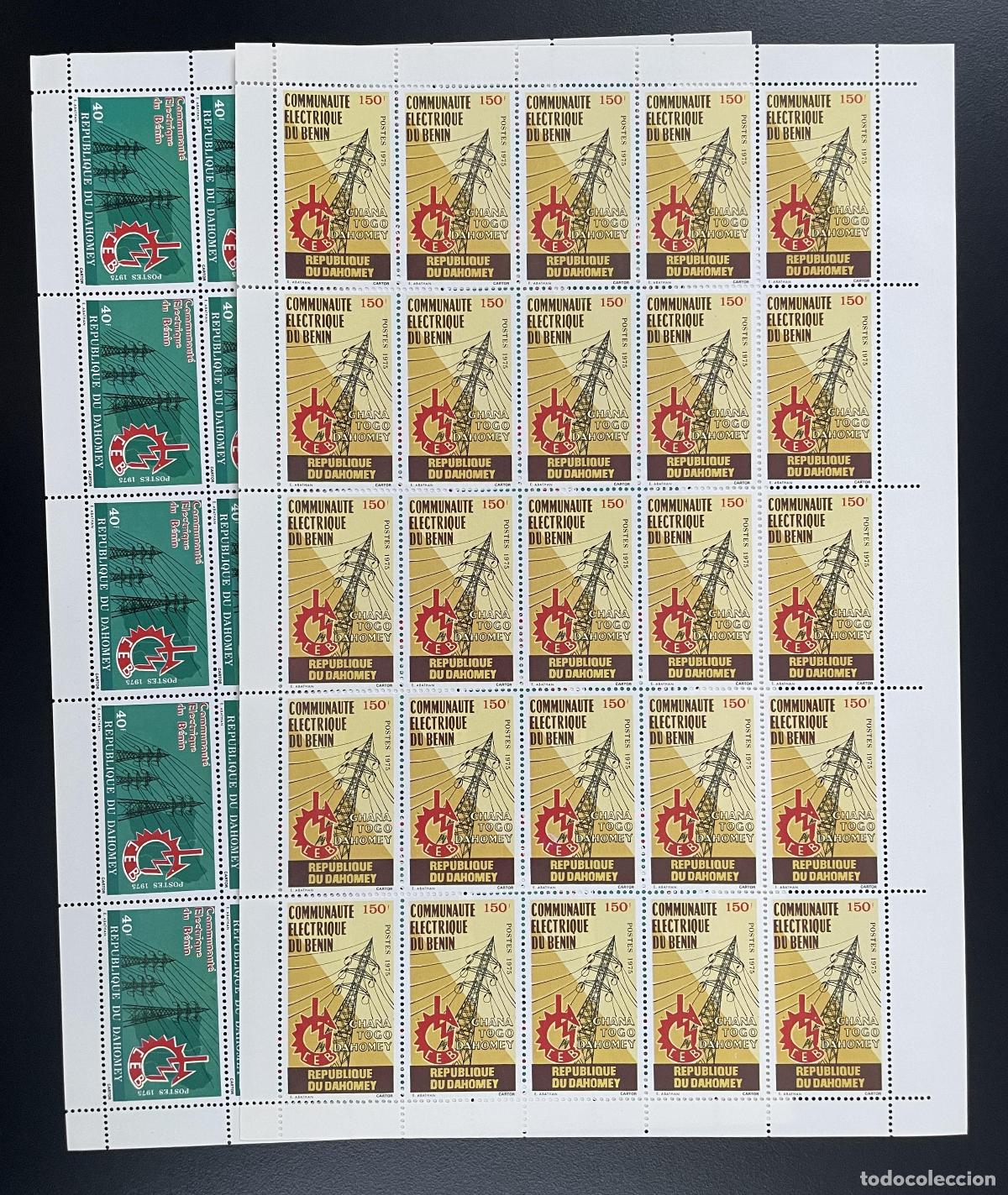 Sellos: Dahomey 1975 YT 356-357 tabl&oacute;n Comunidad El&eacute;ctrica Ben&iacute;n Ghana Togo