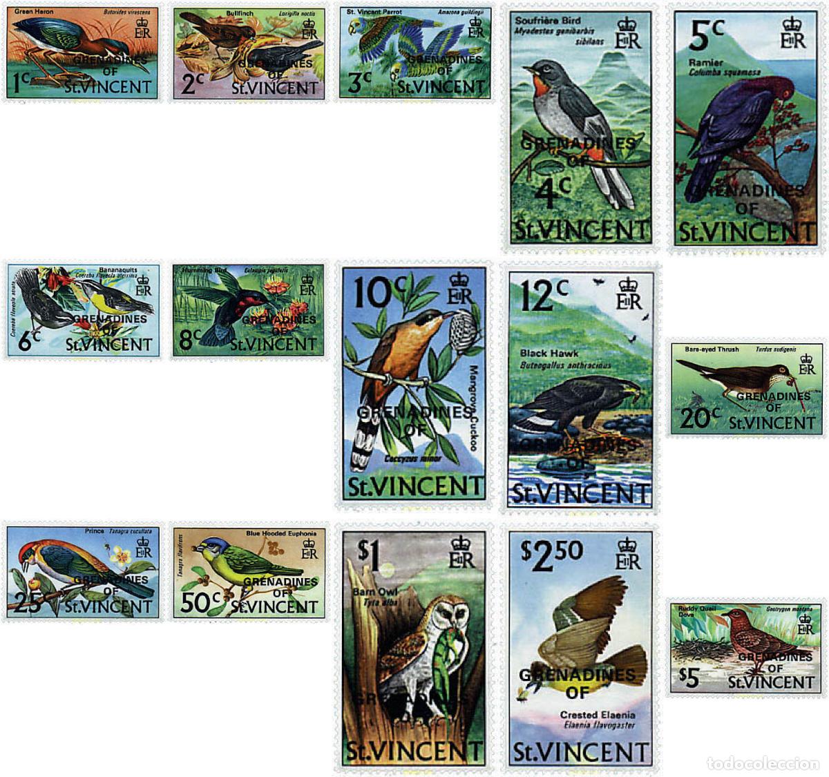 Sellos: 91587 MNH SAN VICENTE GRANADINAS 1974 AVES