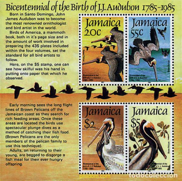 Sellos: 33832 MNH JAMAICA 1985 BICENTENARIO DEL NACIMIENTO DEL ORNITOLOGO J.J. AUDUBON