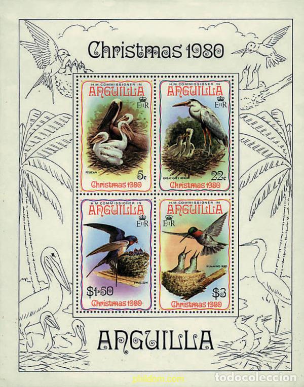 Timbres: 211370 MNH ANGUILLA 1980 NAVIDAD. PAJAROS Y SUS NIDOS