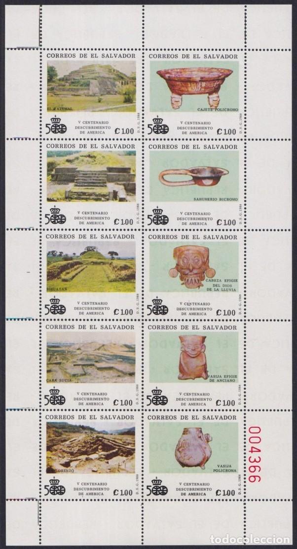 Selos: EL SALVADOR 1988 SHEET MNH 500th DESCUBRIMIENTO DE AMERICA CERAMICA PRECOLOMBINA CERAMICS CERAMIQUE