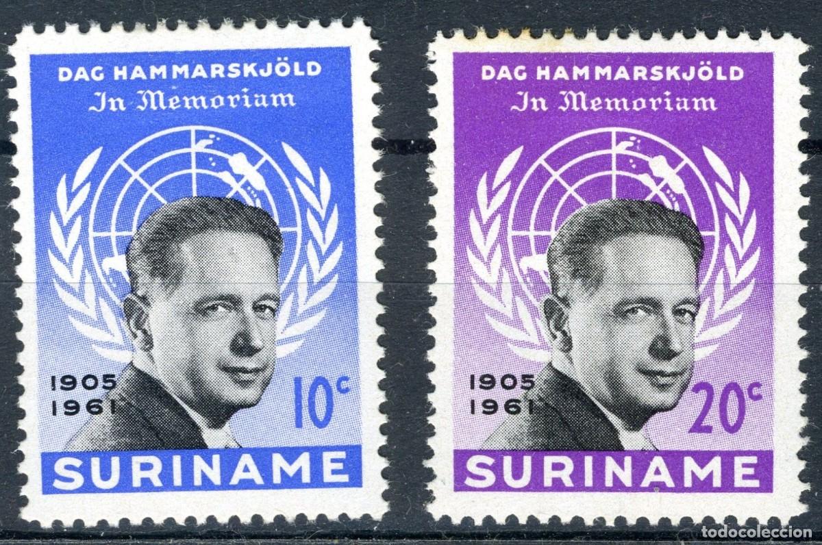 Sellos: SURINAM 1962 SERIE 2 STAMPS MNH EN MEMORIA DEL SECRETARIO DE NACIONES UNIDAS DAG HAMMARSKJOLD