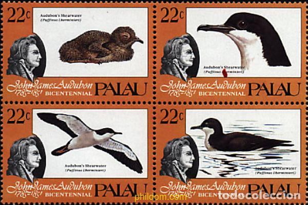 Sellos: 175237 MNH PALAU 1985 BICENTENARIO DEL NACIMIENTO DEL ORNITOLOGO J.J. AUDUBON