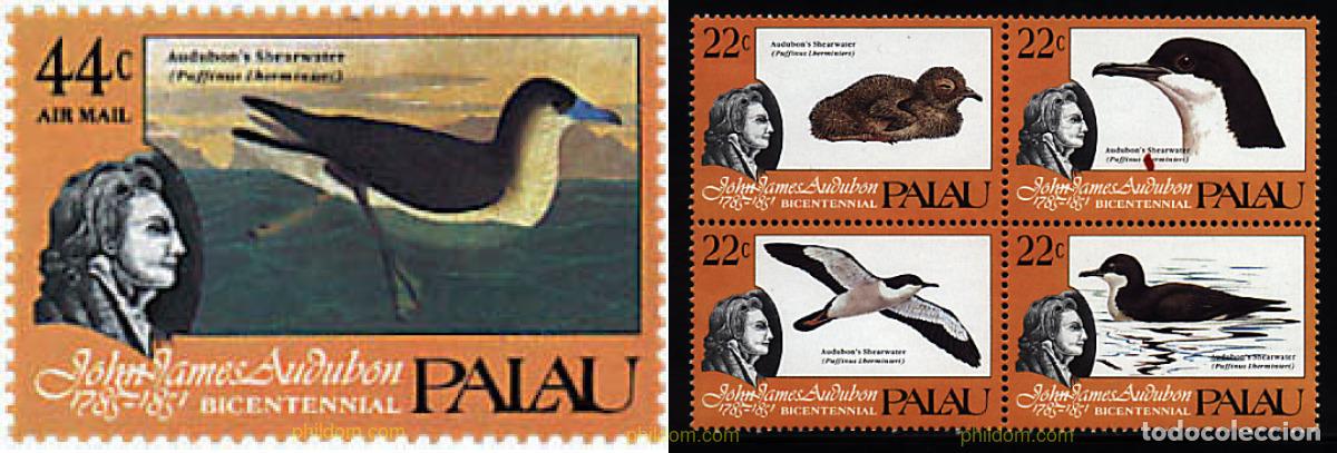 Sellos: 575451 MNH PALAU 1985 BICENTENARIO DEL NACIMIENTO DEL ORNITOLOGO J.J. AUDUBON