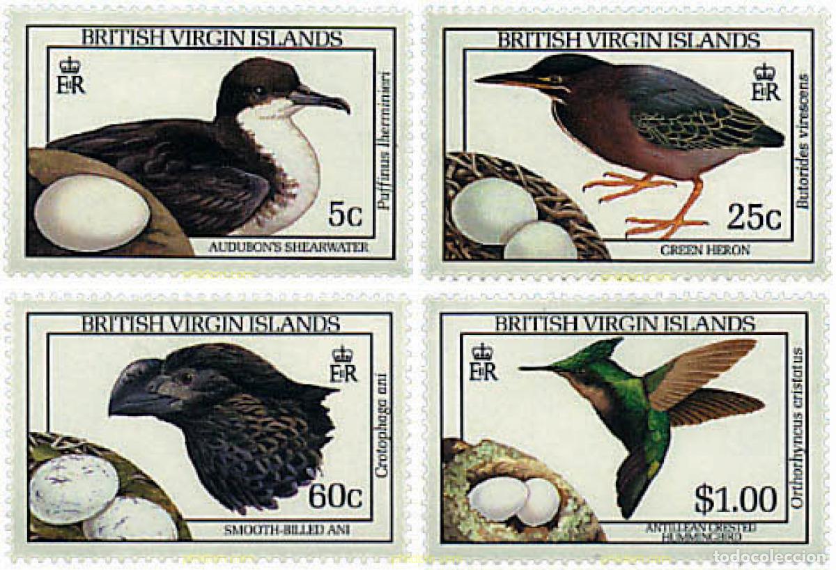 Sellos: 259364 MNH VIRGENES BRITANICAS Islas 1990 AVES