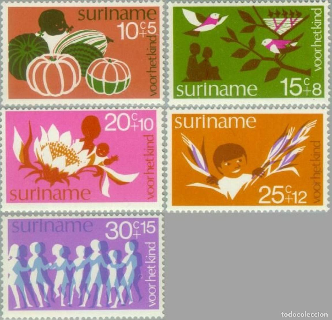 Sellos: SURINAM 1974 SERIE 5 STAMPS MNH VOOR HET KIND FOR THE CHILD PARA EL NI&Ntilde;O INFANCIA CHILDHOOD
