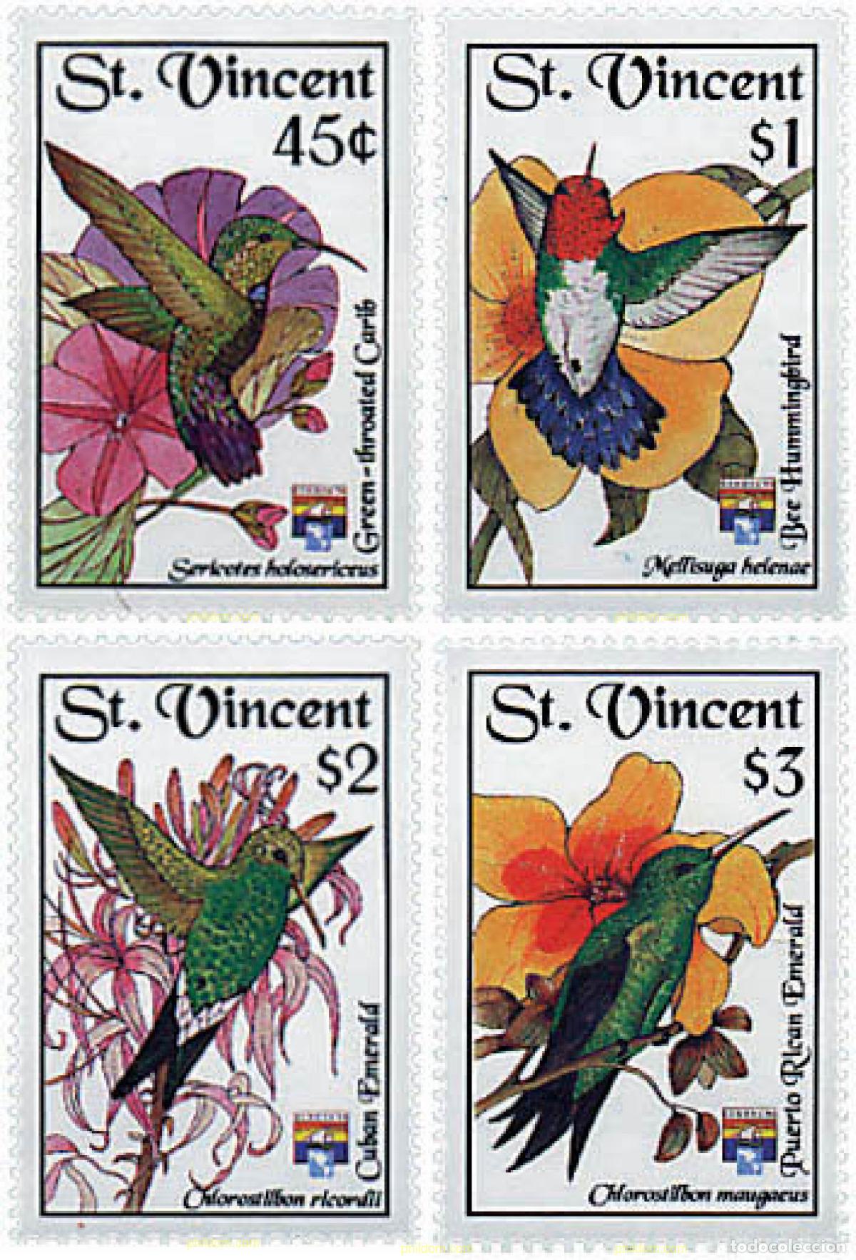Sellos: 360344 MNH SAN VICENTE 1992 GENOVA 92. EXPOSICION FILATELICA INTERNACIONAL. AVES