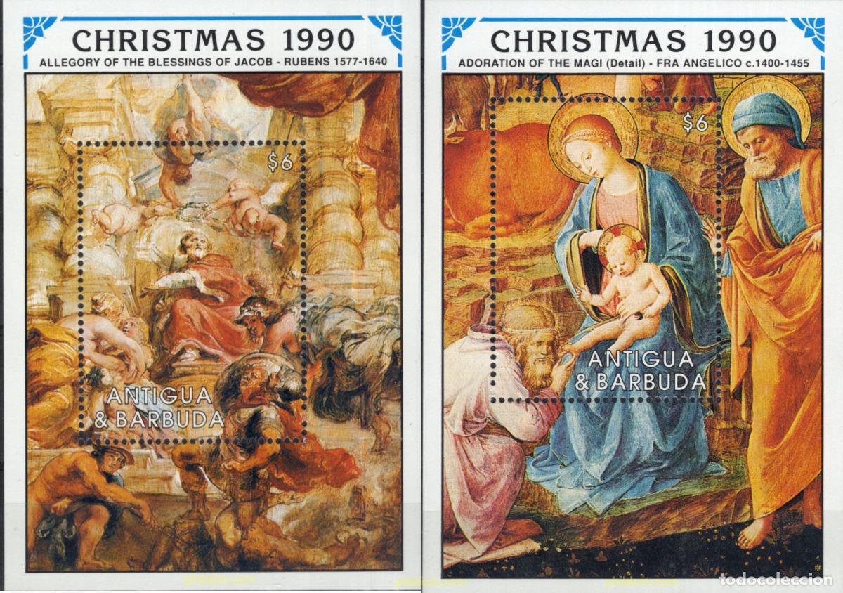 Sellos: 46916 MNH ANTIGUA Y BARBUDA 1990 NAVIDAD. PINTURAS