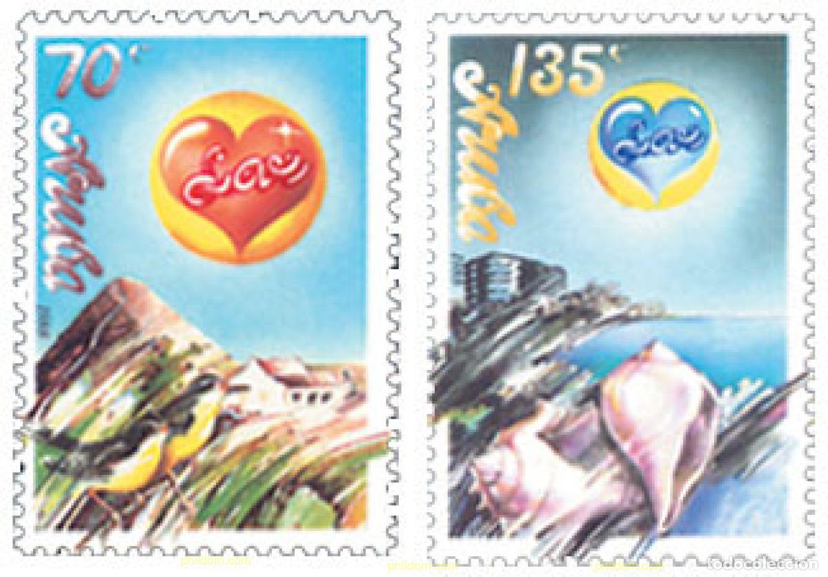Sellos: 47386 MNH ARUBA 1988 MENSAJE DE AMOR