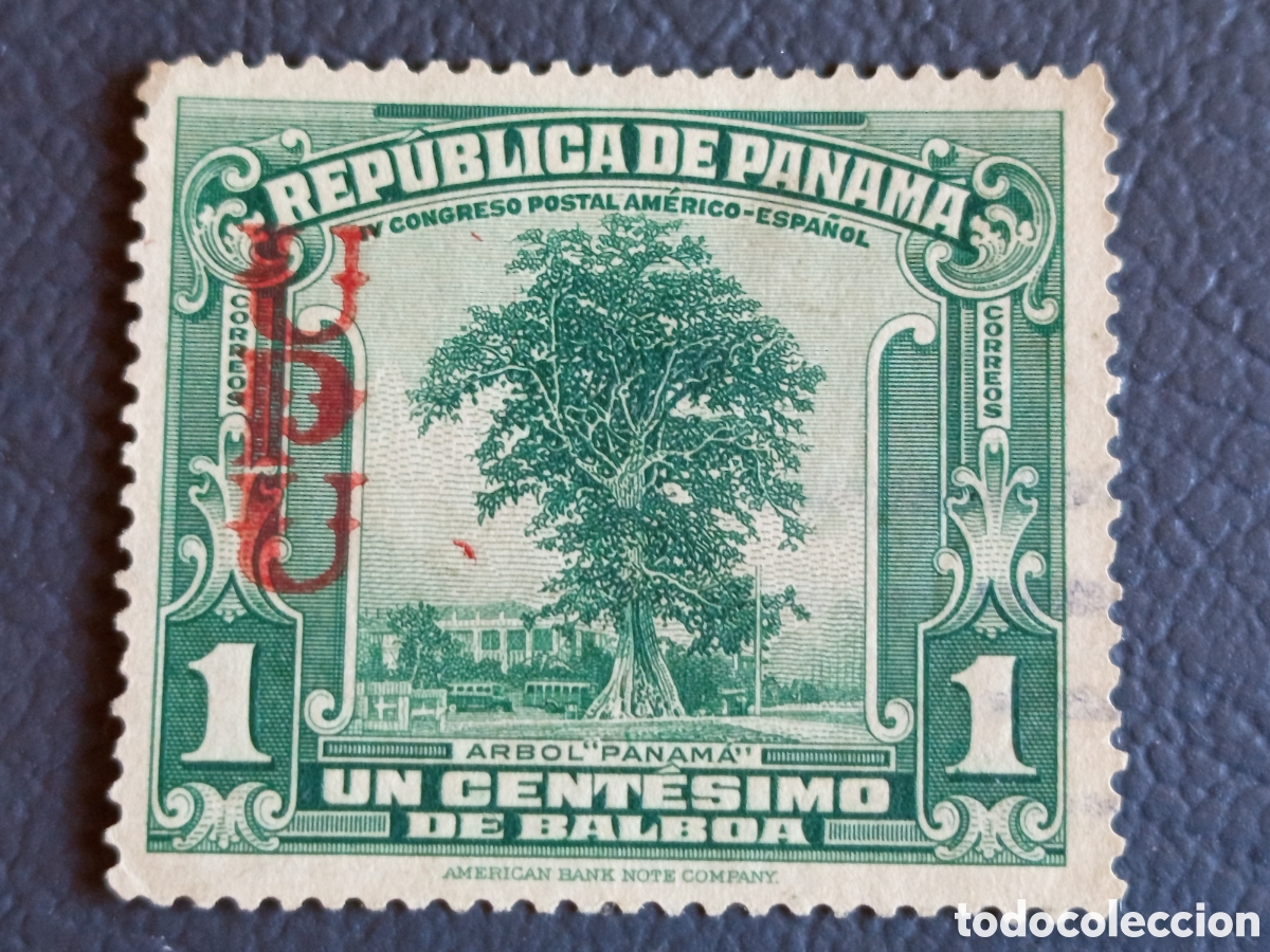 Sellos: Panam&aacute; 1921 1c &Aacute;rbol Panam&aacute; UPU Congreso Postal usado ABNCo Scott 221