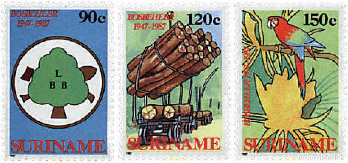 Sellos: 33743 MNH SURINAM 1987 40 ANIVERSARIO DE LA COMISION NACIONAL DE LOS BOSQUES