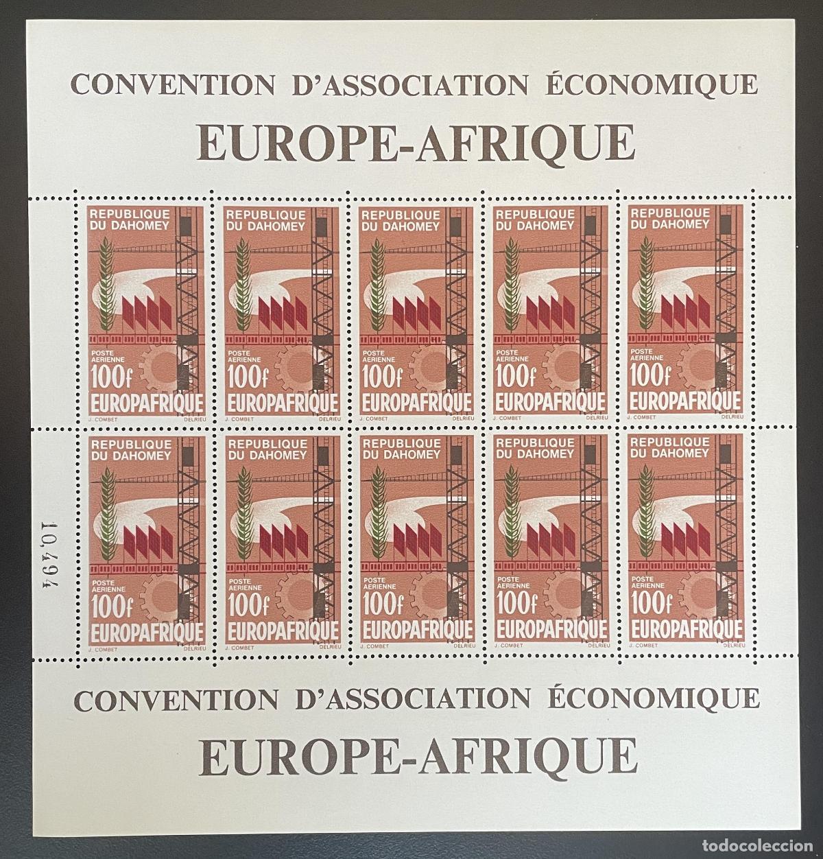 Sellos: Dahomey 1966 T PA 42 tabl&oacute;n Convenci&oacute;n Econ&oacute;mica Europafrique Industria