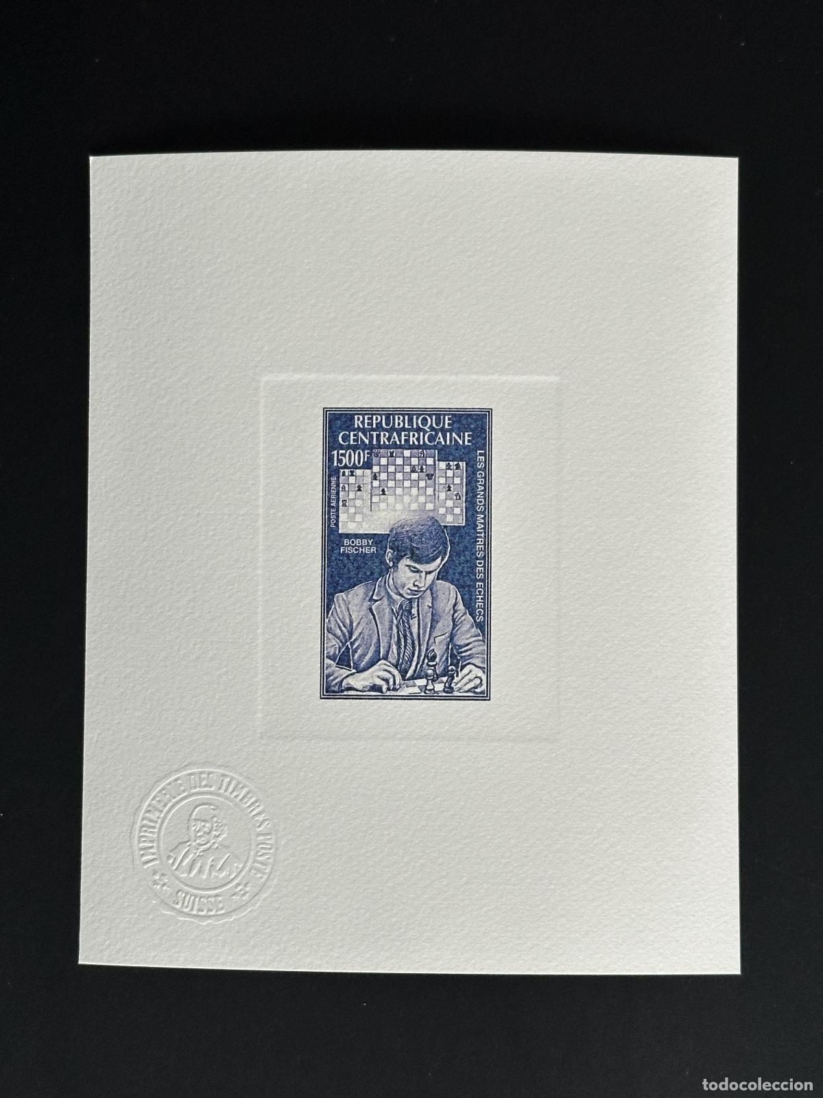 Sellos: Rep&uacute;blica Centroafricana 1983 Mi. 914 ajedrez azul a prueba de artista Bobby Fischer