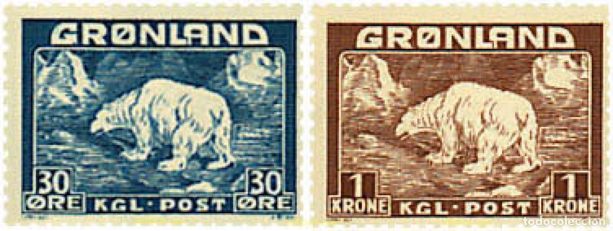 Sellos: 211762 HINGED GROENLANDIA 1938 REY CHRISTIAN X Y OSO POLAR