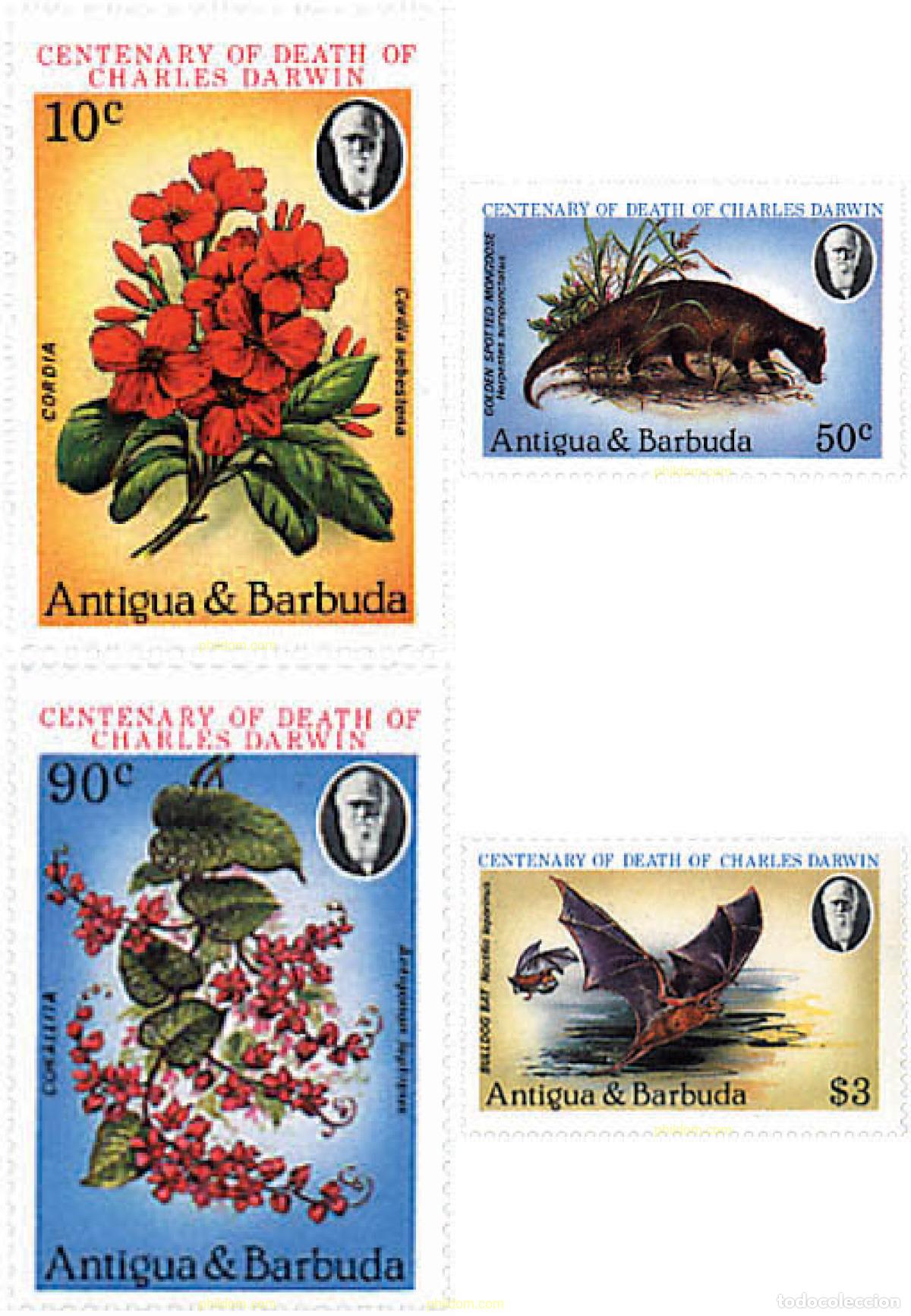 Sellos: 79090 MNH ANTIGUA Y BARBUDA 1982 CENTENARIO DE LA MUERTE DE CHARLES DARWIN
