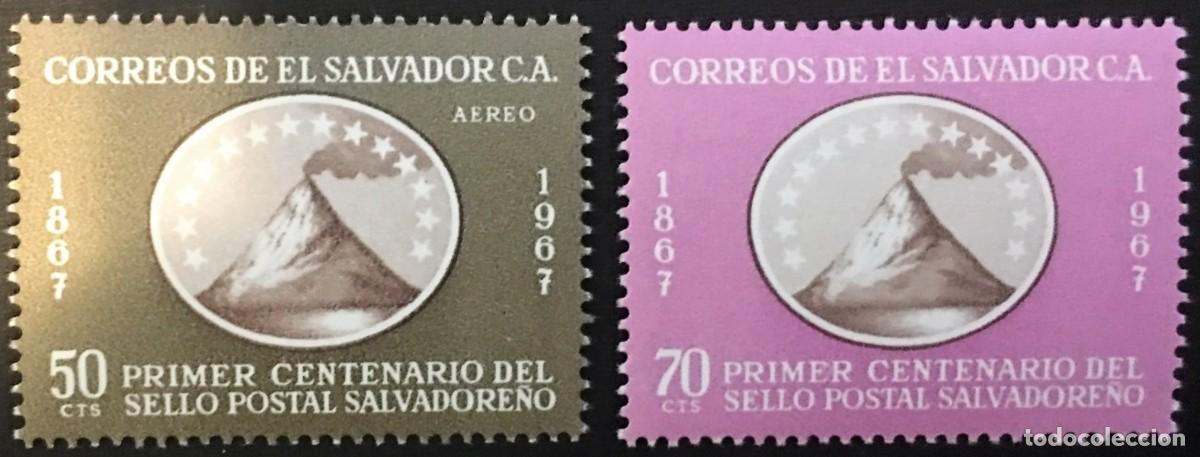 Sellos: EL SALVADOR 1967 SERIE 2 STAMPS MNH CENTENARIO DEL SELLO POSTAL SALVADORE&Ntilde;O VOLCANES VOLCANOES