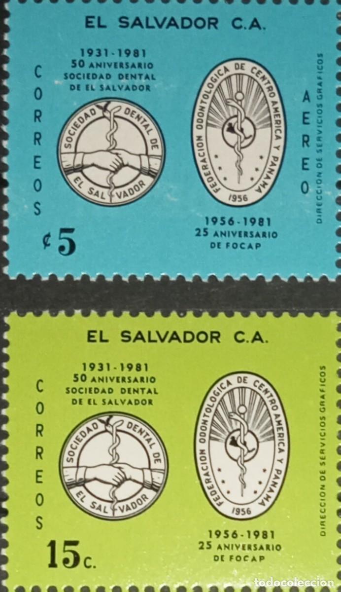 Sellos: EL SALVADOR 1981 2 STAMPS MNH 50th ANIVERSARIO SOCIEDAD DENTAL 25th FOCAP FEDERACION ODONTOLOGICA