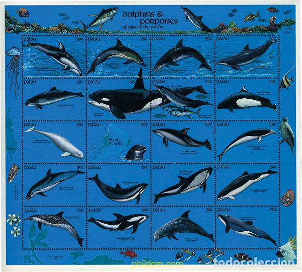 Sellos: 337134 MNH PALAU 1991 CETACEOS