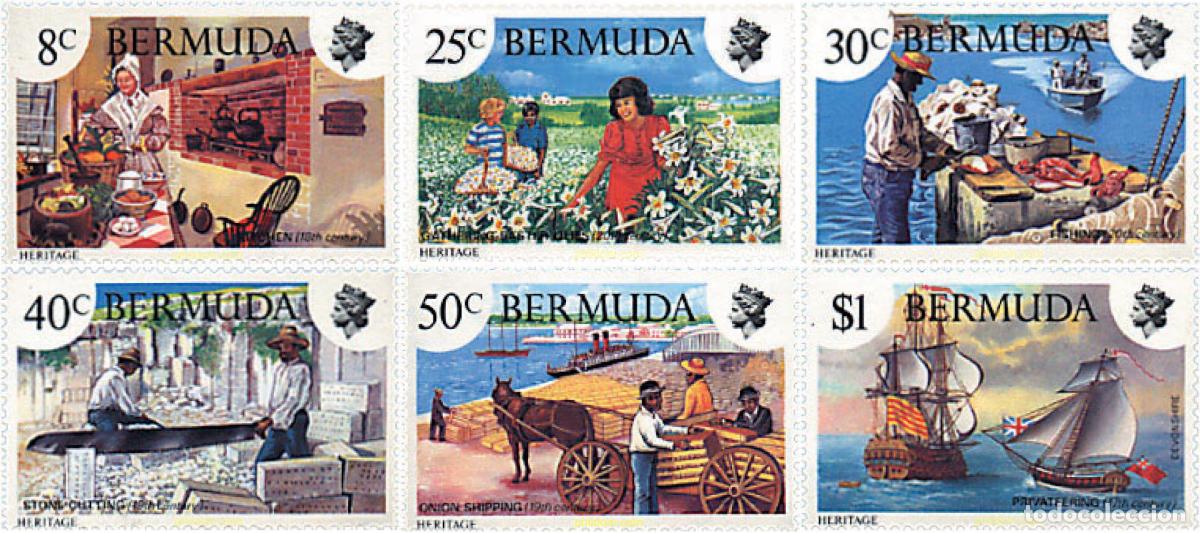 Sellos: 98683 MNH BERMUDAS 1981 ILUSTRACIONES DEL PASADO Y DEL PRESENTE
