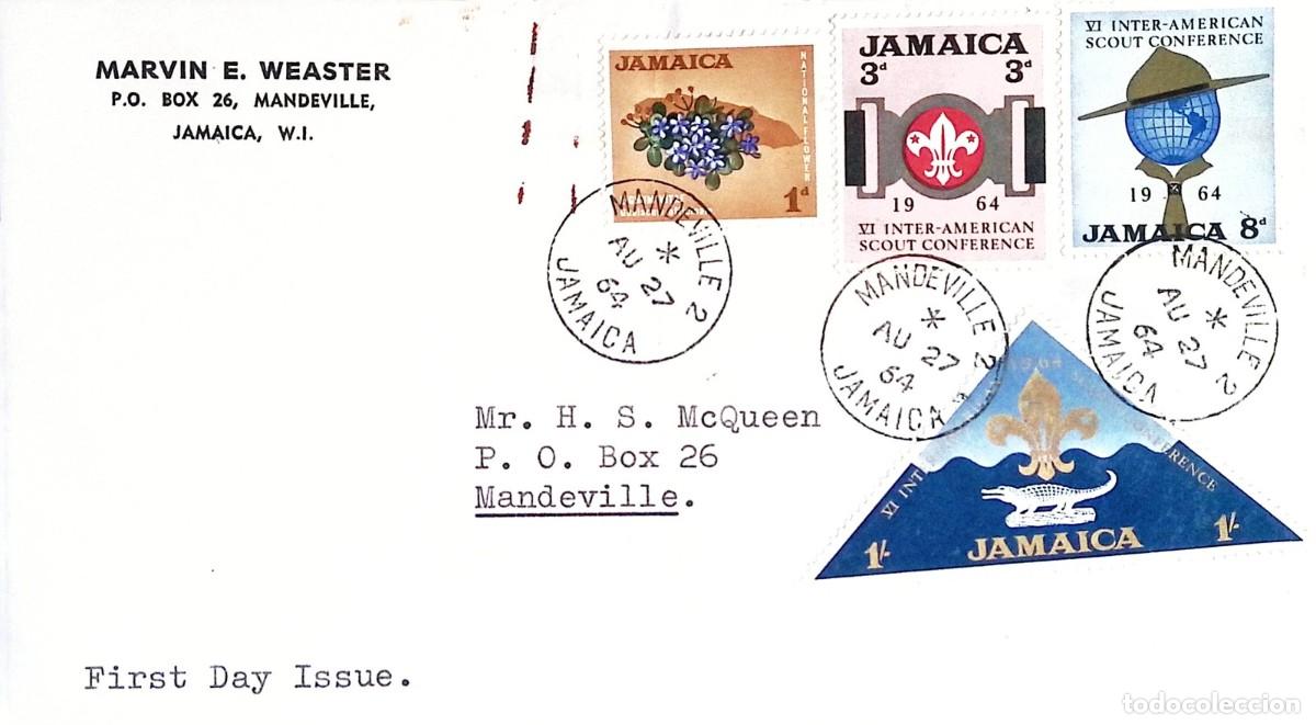 Briefmarken: O) 1964 JAMAICA, VI INTER-AMERICAN SCOUT CONFERENCE, CAIMAN . BOY SCOUTSIN TRIANGLE,CIRCULATED TO M