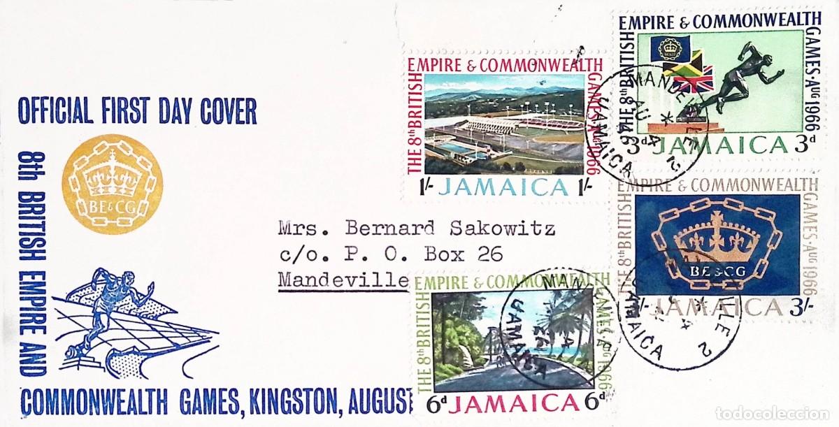 Sellos: O) 1966 JAMAICA, BRITISH EMPIRE AND COMMONWEALTH GAMES, KINGSTON NATIONAL STADIUM, BE AND CG - EMBLE