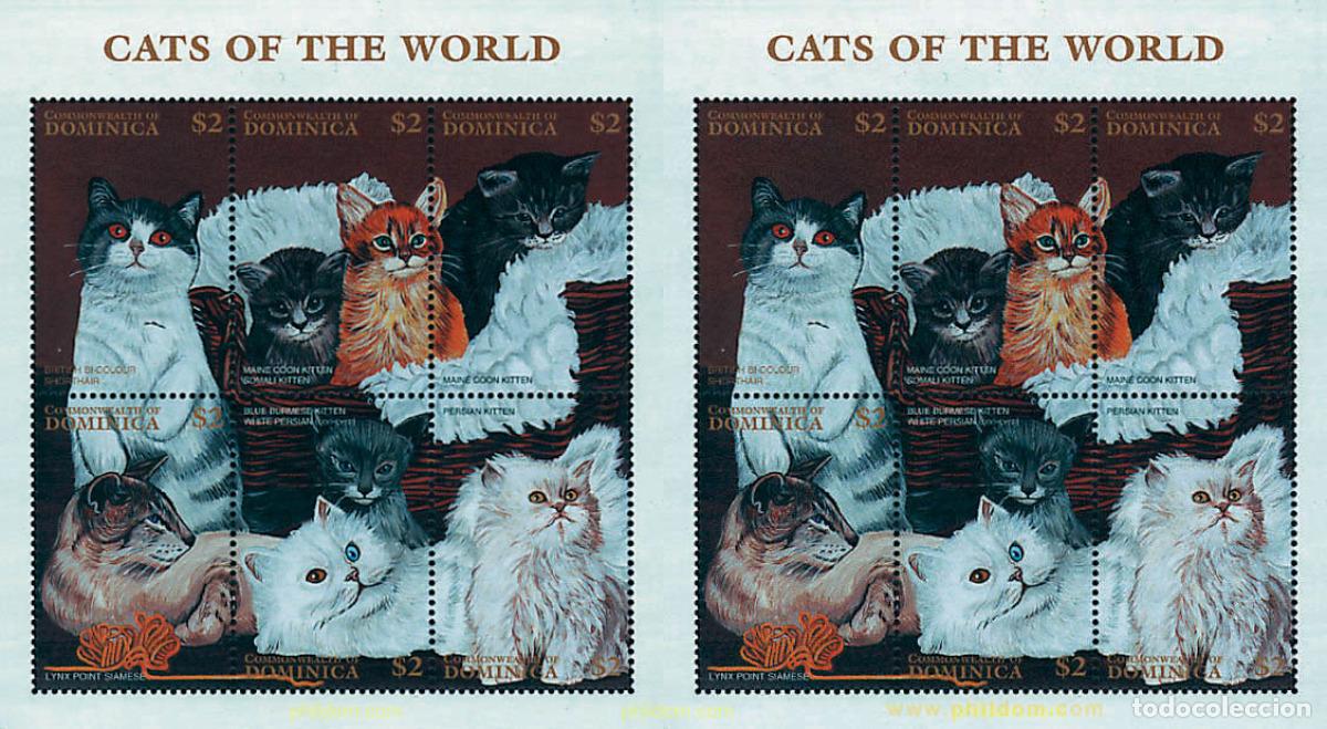 Sellos: 40631 MNH DOMINICA 1997 GATOS DEL MUNDO