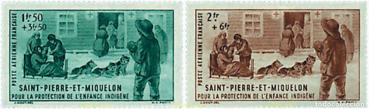 Sellos: 346526 HINGED SAN PEDRO Y MIQUELON 1942 PRO OBRAS DE PROTECCION DE LA INFANCIA INDIGENA