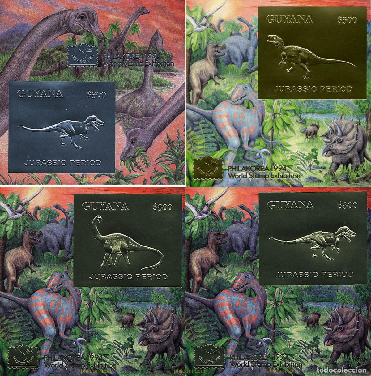 Sellos: 213040 MNH GUYANA 1994 FAUNA PREHISTORICA DEL PERIODO JURASICO