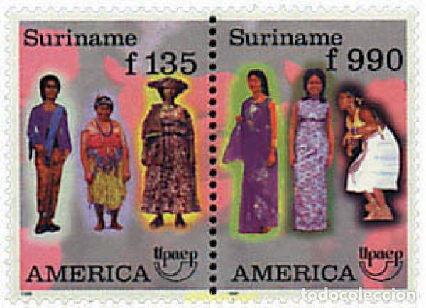 Sellos: 143595 MNH SURINAM 1996 AMERICA-UPAEP 1996 - TRAJES REGIONALES