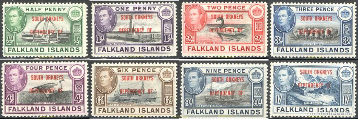 Sellos: 33498 HINGED FALKLAND. Orcadas del sur 1944 MOTIVOS VARIOS