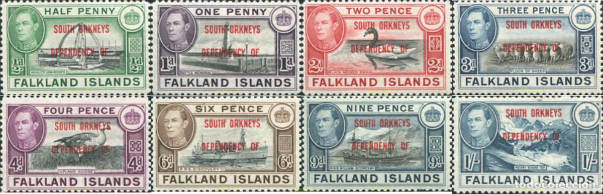 Sellos: 370349 HINGED FALKLAND. Orcadas del sur 1944 MOTIVOS VARIOS