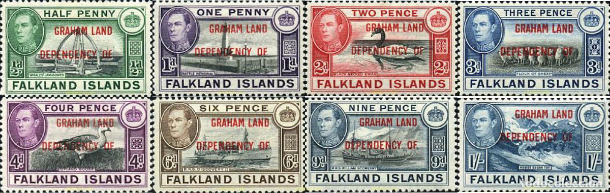 Selos: 88876 HINGED FALKLAND. Tierra de Graham 1944 MOTIVOS VARIOS