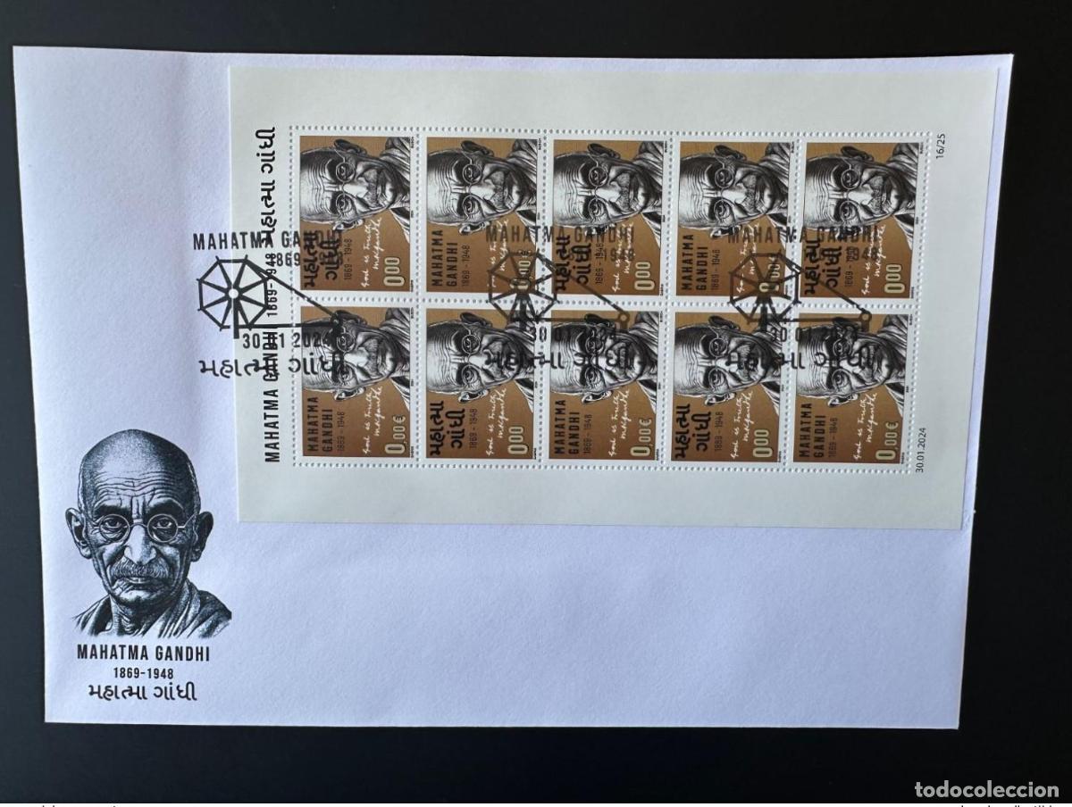 Stamps: 0 &euro;/0 &euro; L&aacute;mina FDC 2024 &laquo;Mohandas Mahatma Gandhi&raquo; Matej Gabris tipo II