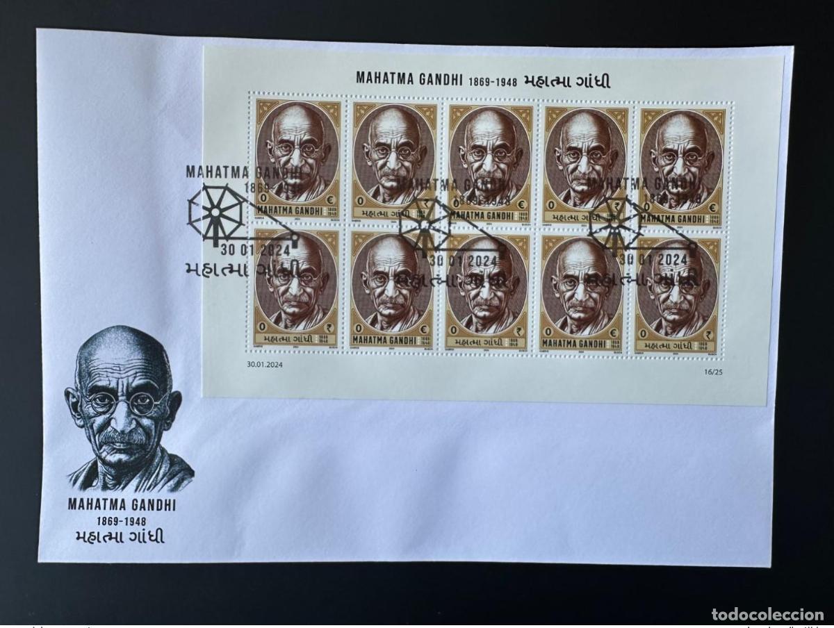 Stamps: 0 &euro;/0 &euro; L&aacute;mina FDC 2024 &laquo;Mohandas Mahatma Gandhi&raquo; Matej Gabris tipo I