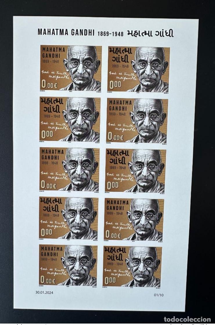Stamps: 0/&euro;0 2024 L&aacute;mina IMPERF &laquo;Mohandas Mahatma Gandhi&raquo; Matej Gabris tipo II