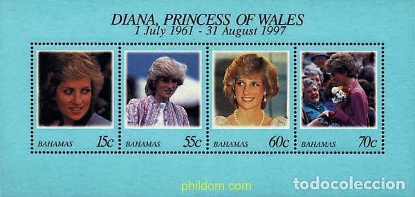 Sellos: 47516 MNH BAHAMAS 1998 HOMENAJE A DIANA. PRINCESA DE GALES (1961-1997)