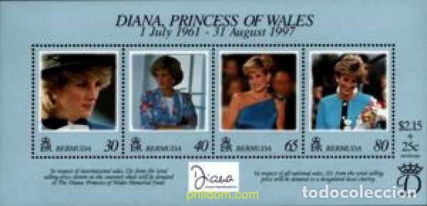 Sellos: 50350 MNH BERMUDAS 1998 HOMENAJE A DIANA. PRINCESA DE GALES (1961-1997)