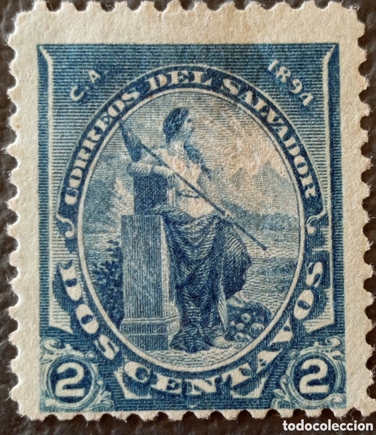 Sellos: El Salvador 1894 2c Libertad Azul Scott #103 Correos Salvador MH