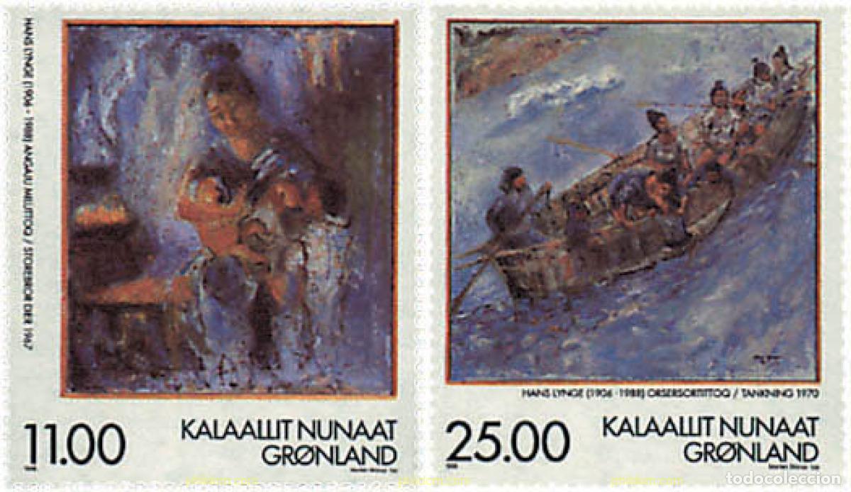 Sellos: 46418 MNH GROENLANDIA 1998 HOMENAJE AL PINTOR HANS LYNGE
