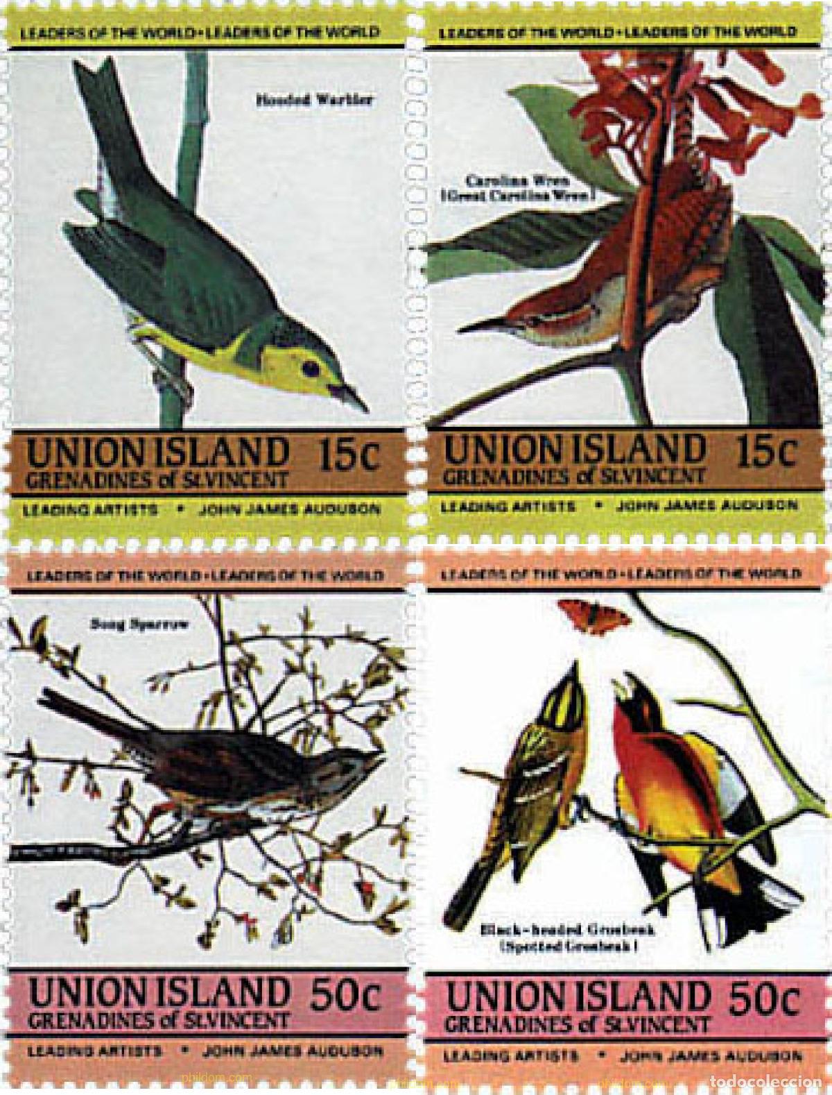 Sellos: 258273 MNH SAN VICENTE GRANADINAS. UNION ISLAND 1985 BICENTENARIO DEL NACIMIENTO DEL ORNITOLOGO J.J