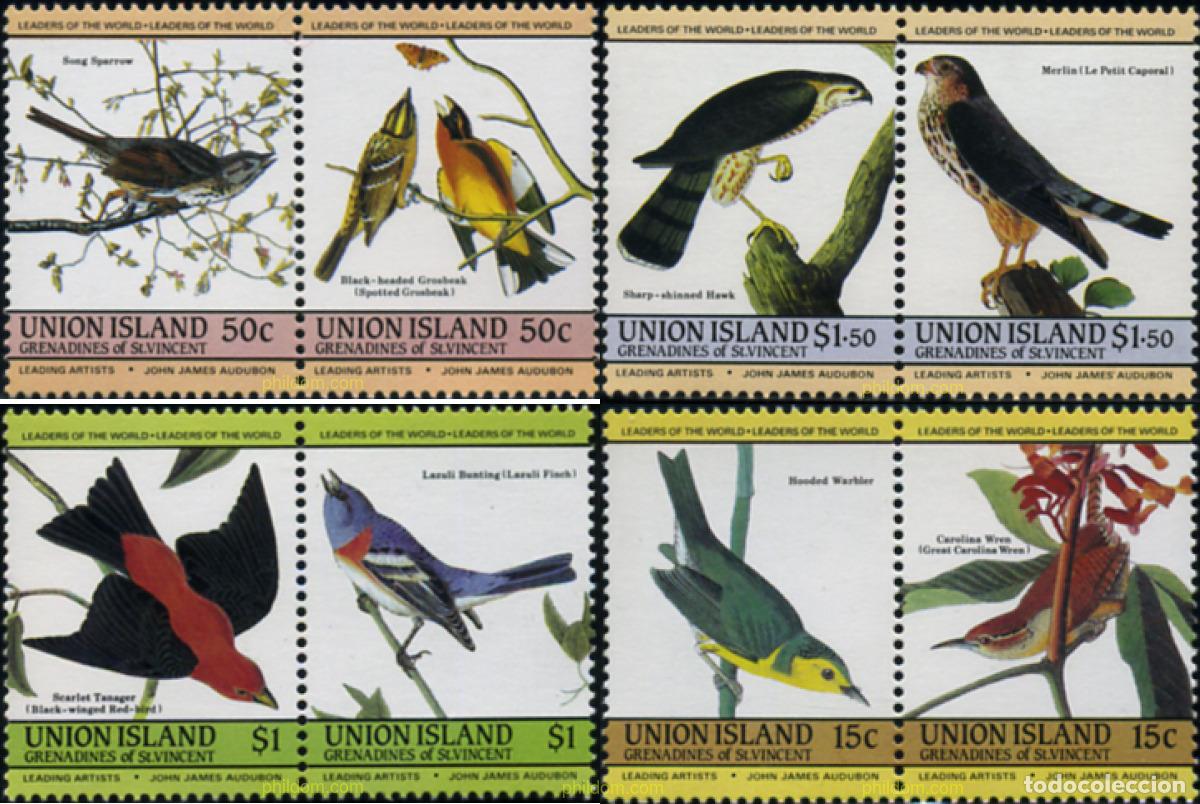 Sellos: 296934 MNH SAN VICENTE GRANADINAS. UNION ISLAND 1985 BICENTENARIO DEL NACIMIENTO DEL ORNITOLOGO J.J