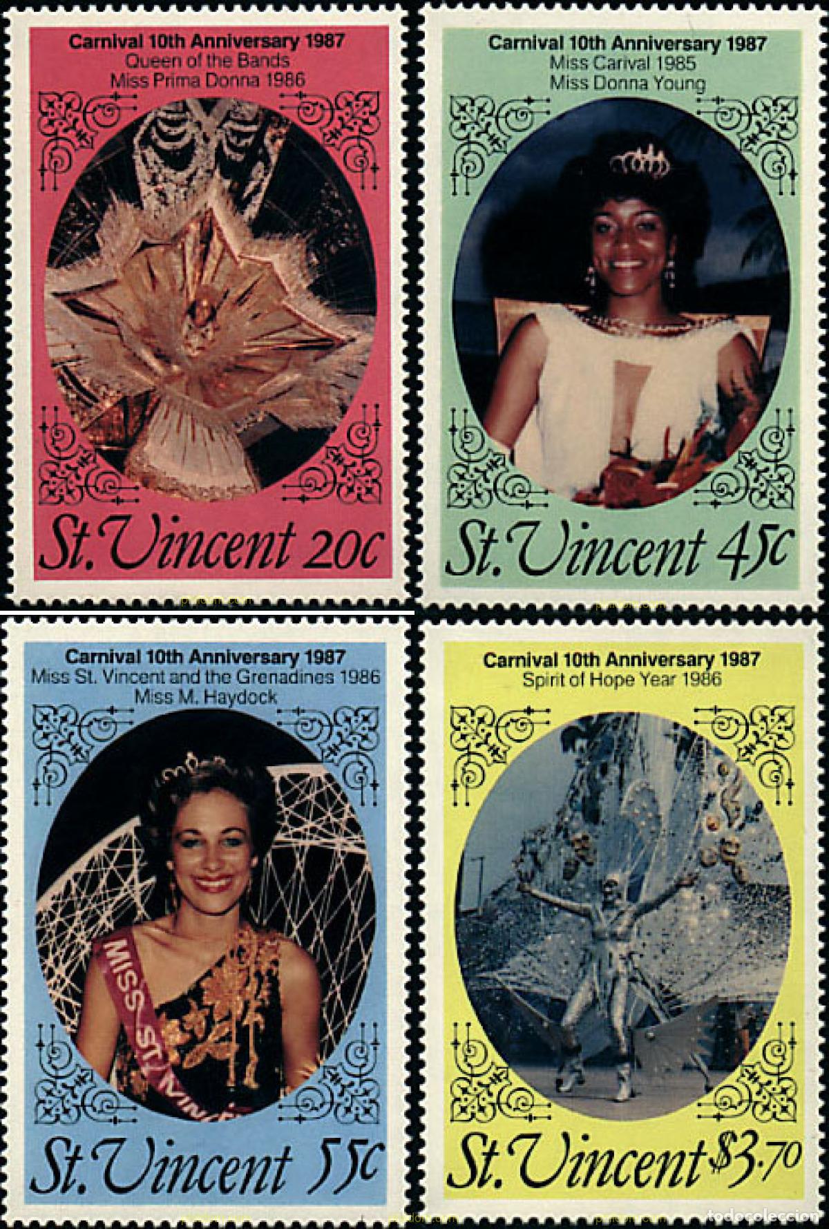 Timbres: 238744 MNH SAN VICENTE 1987 10 ANIVERSARIO DEL CARNAVAL DE SAN VICENTE