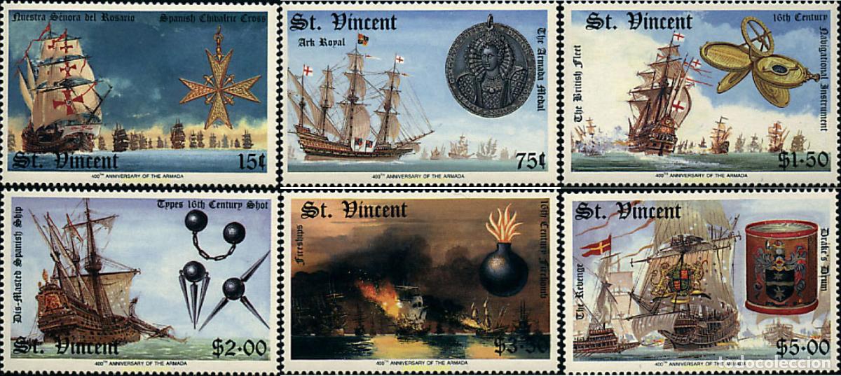 Timbres: 107050 MNH SAN VICENTE 1988 400 ANIVERSARIO DE DESTRUCCION DE LA ARMADA ESPA&Ntilde;OLA