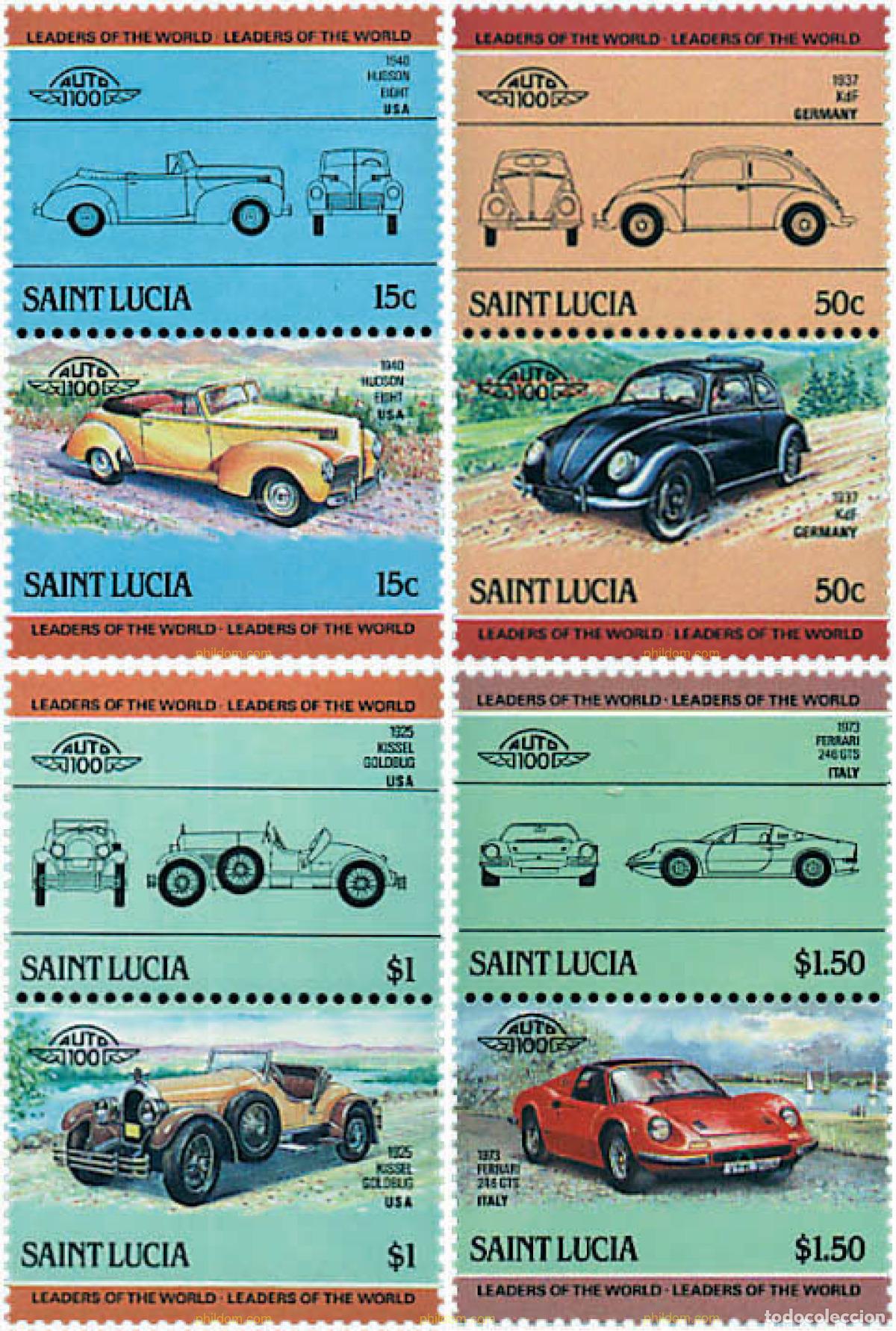 Timbres: 5832 MNH SANTA LUCIA 1985 AUTOMOVILES