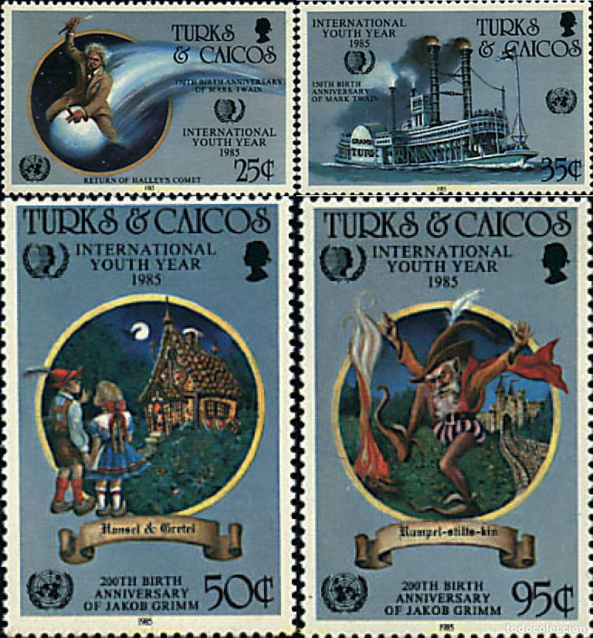 Stamps: 121814 MNH TURKS Y CAICOS 1985 A&Ntilde;O INTERNACIONAL DE LA JUVENTUD. 150 ANIVERSARIO DEL NACIMIENTO DE